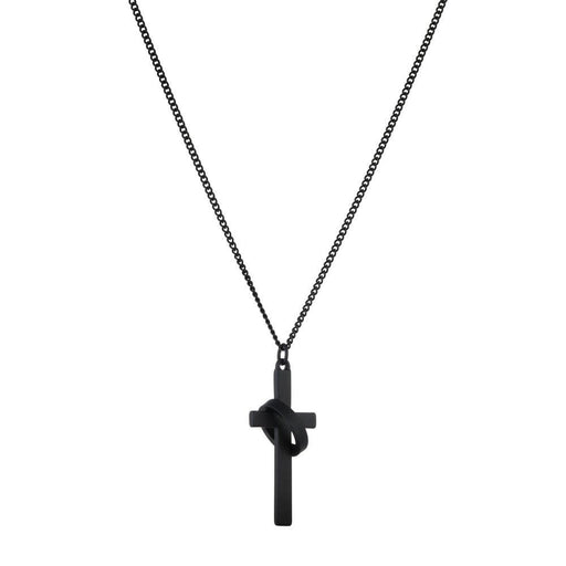 Black Cross & Ring Necklace
